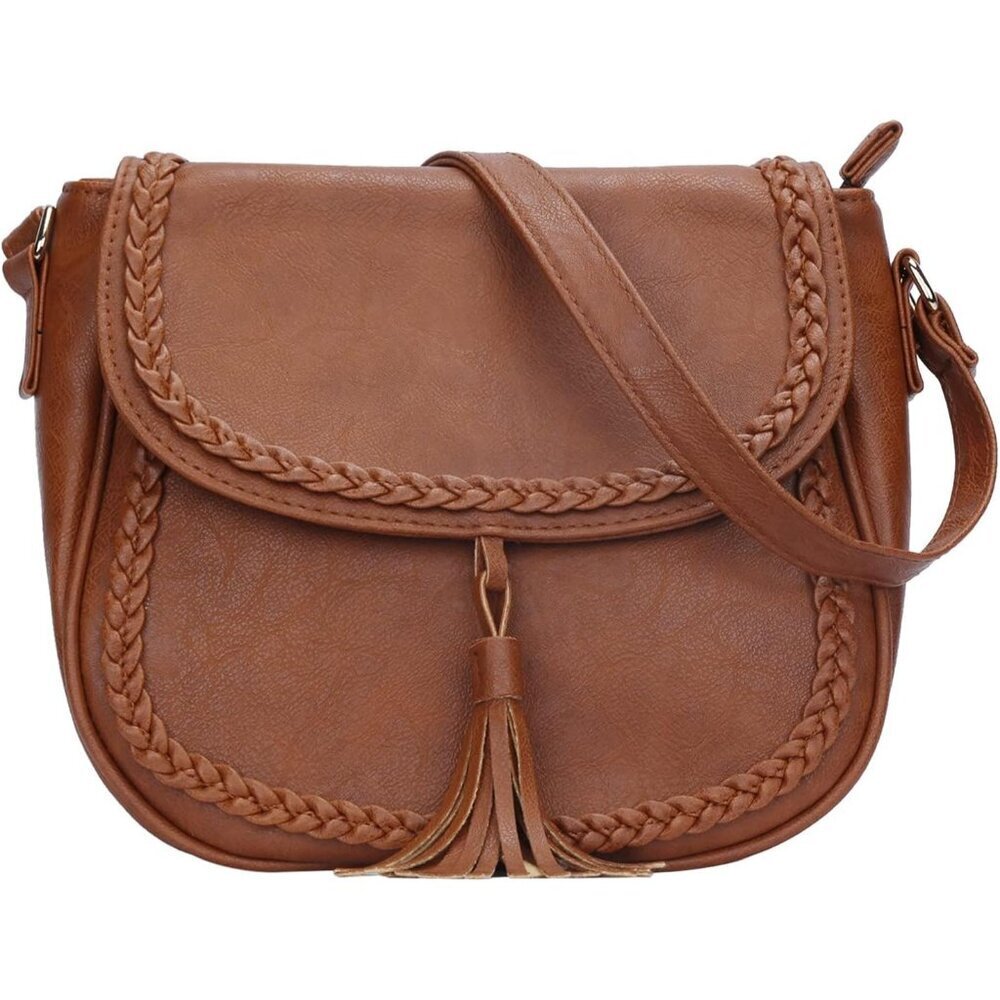 Casual PU Leather Crossbody Bag Women Tassel Vintage Purses Gift